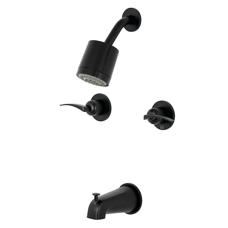 Kingston Brass Tub and Shower Faucet, Matte Black, Wall Mount KBX8140EFL